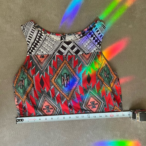 Boho Indie Crop Top Sleeveless Shirt with Button Detail Back Cutout Size Small - Picture 7 of 10